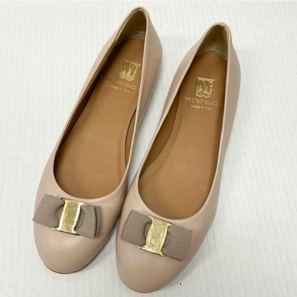 Bruno Magli leather bow flats
